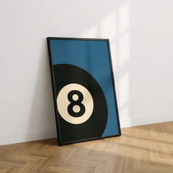 8 Ball Pool Poster, Billiards Wall Art, Retro Games Room Print, Snooker Decor, Pool Hall Wall Art, Man Cave Poster, Sports Room Decor