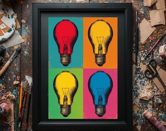 Pop Art Light Bulb Poster |  Original Artwork