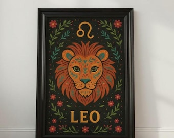 Leo Zodiac Poster | Astrology Wall Art | Starsign Print