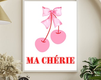 Ma Chérie - Art numérique coquette cerisier lunatique et noeud