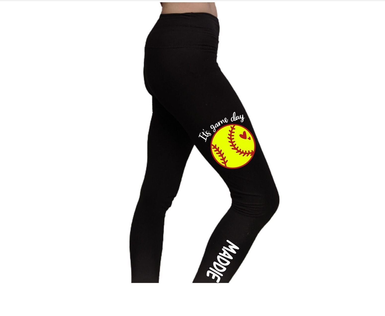 Custom Wording Softball Leggings, Softball Team Leggings, Your Text Softball  Pants, Softball Team Name Leggings, Softball Mom Leggings, 