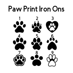 Paw Print Mascot Iron-On Decals, Paw Print Patches for Clothes, Mascot Iron on Decals