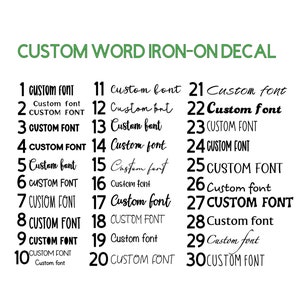Custom Word Iron on Decal, Name Heat Transfer Patch Iron-On, One Color Heat Transfer Decal, Custom Font Iron On