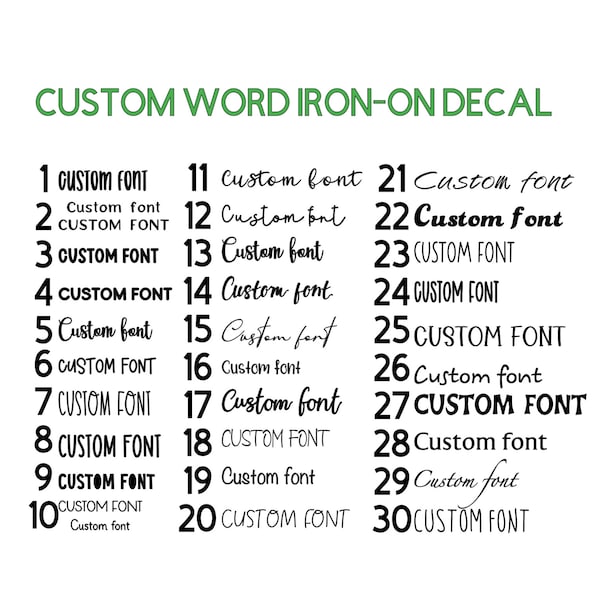 Custom Word Iron on Decal, Name Heat Transfer Patch Iron-On, One Color Heat Transfer Decal, Custom Font Iron On