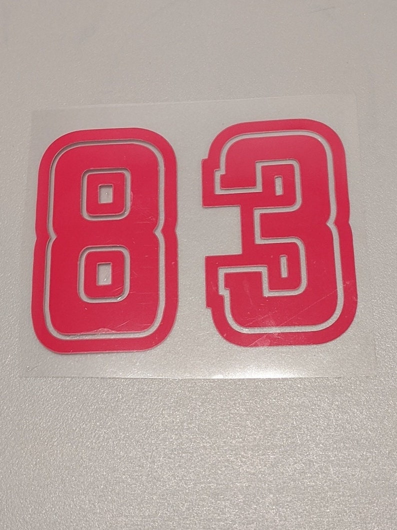 1 Color Ironon Jersey Number Decal Sports Shirt Number Etsy