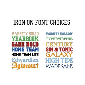 1 Color Iron-on Name Decal, Jersey Letter Iron-On, One Color Sports Heat Transfer Decal, Large Team Banner Heat Transfer Decal