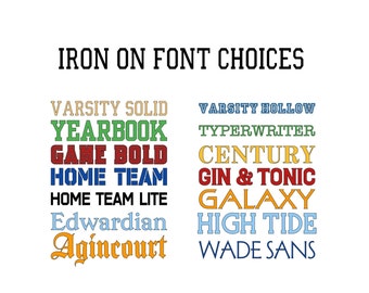 1 Color Iron-on Name Decal, Jersey Letter Iron-On, One Color Sports Heat Transfer Decal, Large Team Banner Heat Transfer Decal