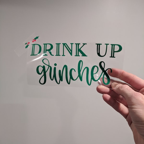 Drink Up Christmas Iron-On Decal, Glitter Christmas Bar Crawl Heat Transfer, Drink up Christmas Heat Transfer Patch, Christmas Iron-On