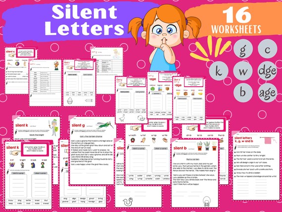 silent letter worksheets silent k silent g silent w silent etsy