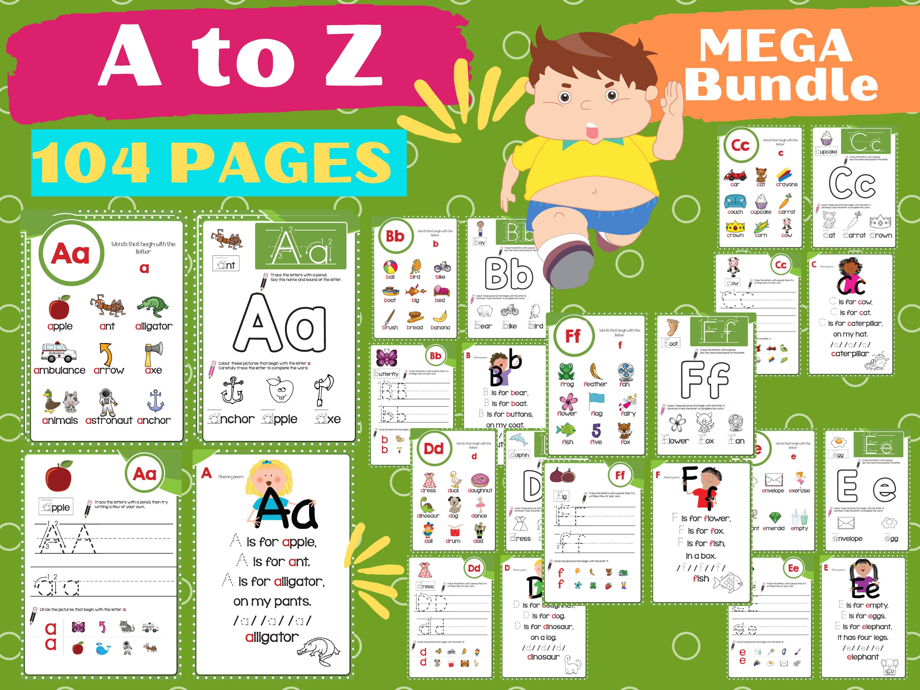 Alphabet AZ Phonics Worksheets for Kindergarten and Primary School