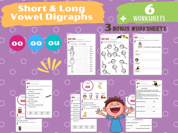 long vowel digraphs short vowel digraphs oo digraph ou etsy