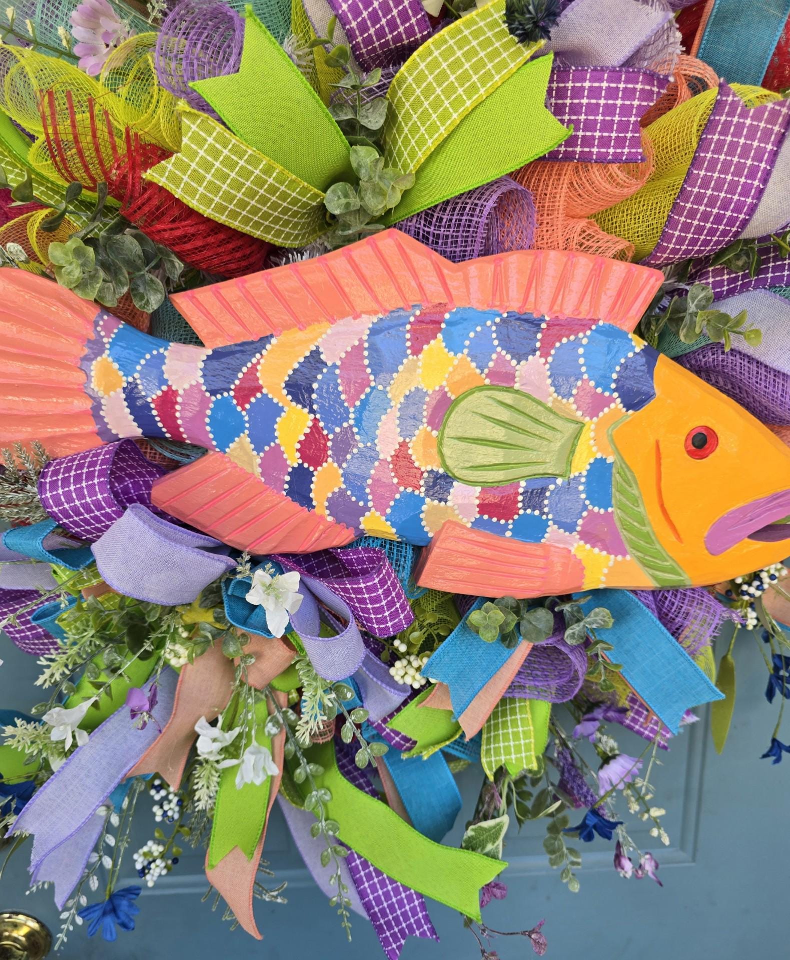 Colorful Fish Wreath, Coastal Summer Door Decor - Etsy