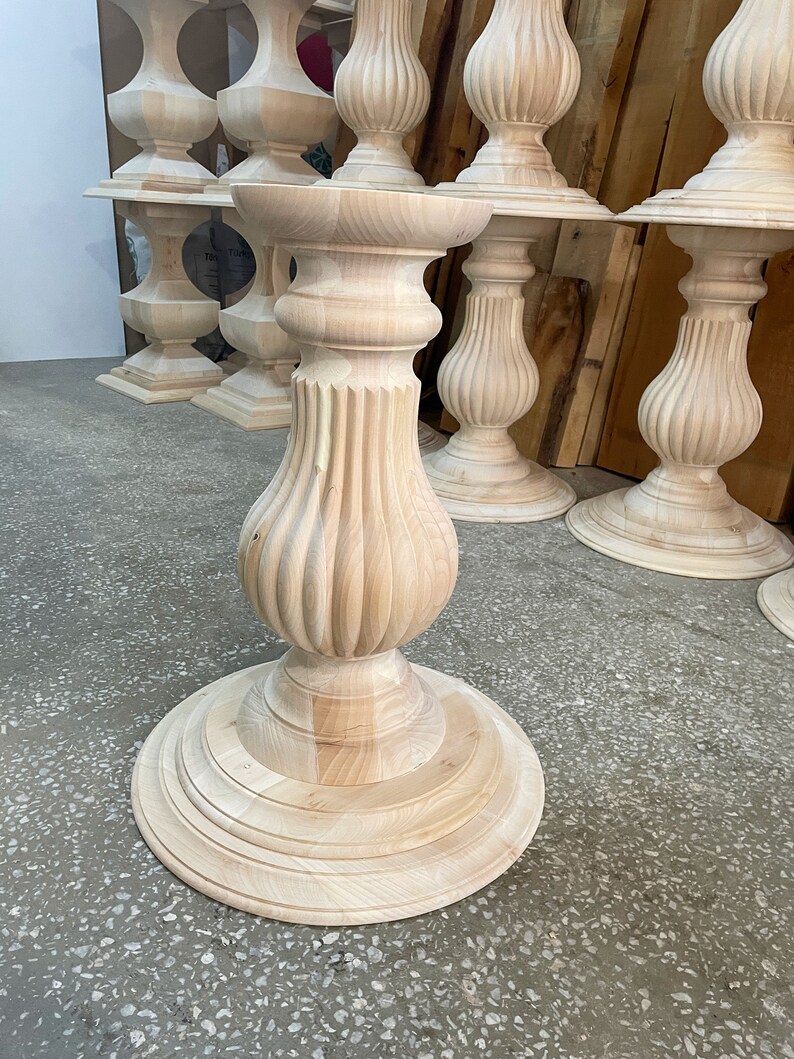 Dining Round Table Pedestal Base Table Wood Pedestal Base Etsy