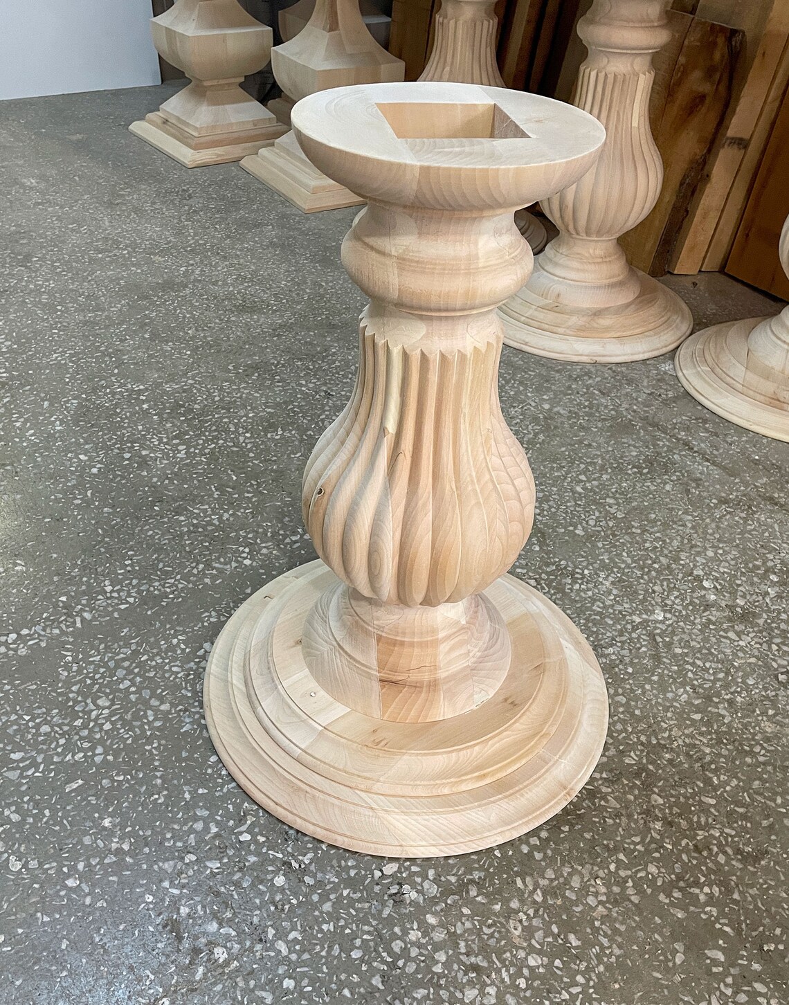 Dining Round Table Pedestal Base Table Wood Pedestal Base Etsy