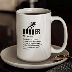 Gifts for marathon runners, Ceramic Mug, Funny Coffee Cup, Gift for Runners, Running Enthusiast Drinkware, marathon finisher gift, strava