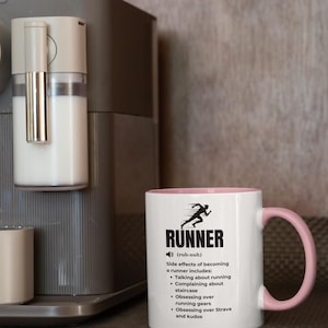 Funny Sarcastic Definition Accent Mug, 11oz - Perfect Gift for Runners, Running Mug, Color Rimmed Coffee Cup, Running strava   Enthusiast