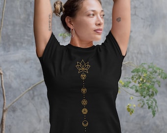 Katoenen shirt met 7 chakra's: yoga-T-shirt voor innerlijke rust