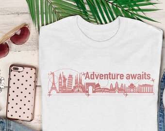 Weltkarte Travel Shirt: Abenteuer erwartet Tee