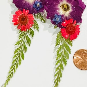 Handmade Resin Earrings with Real Dried Flowers, Botanical Statement Jewelry afbeelding 6