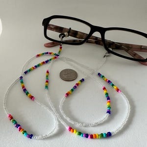 Handmade Beaded Eyeglass Chain: Colorful Rainbow Beads