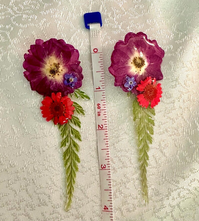 Handmade Resin Earrings with Real Dried Flowers, Botanical Statement Jewelry afbeelding 8