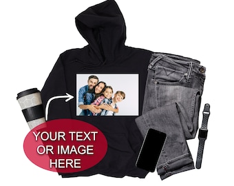 Custom Photo Hoodie: Personalized Image or Text, Birthday Gift