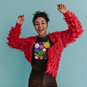 Rainbow Polka Dot Cotton T-Shirt: 80s Colorful Dots Tee