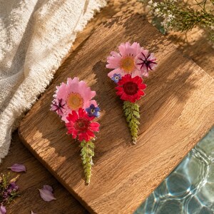 Handmade Resin Earrings with Real Dried Flowers, Botanical Statement Jewelry afbeelding 2