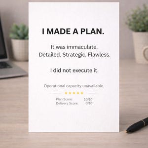 Biglietto divertente sulla disfunzione esecutiva ADHD/autismo, biglietto stampabile con download digitale immediato 5x7 e A4, umorismo AuDHD, vita neurodivergente