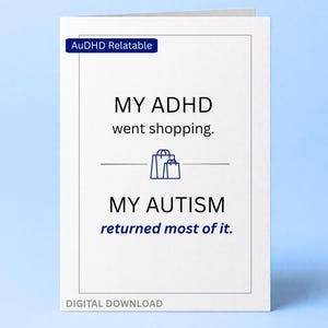 ADHD Autism Card Printable, Funny ADHD Card, Neurodivergent funny partner, AuDHD Processing Delay Joke, Mental Health Card, Digital Download