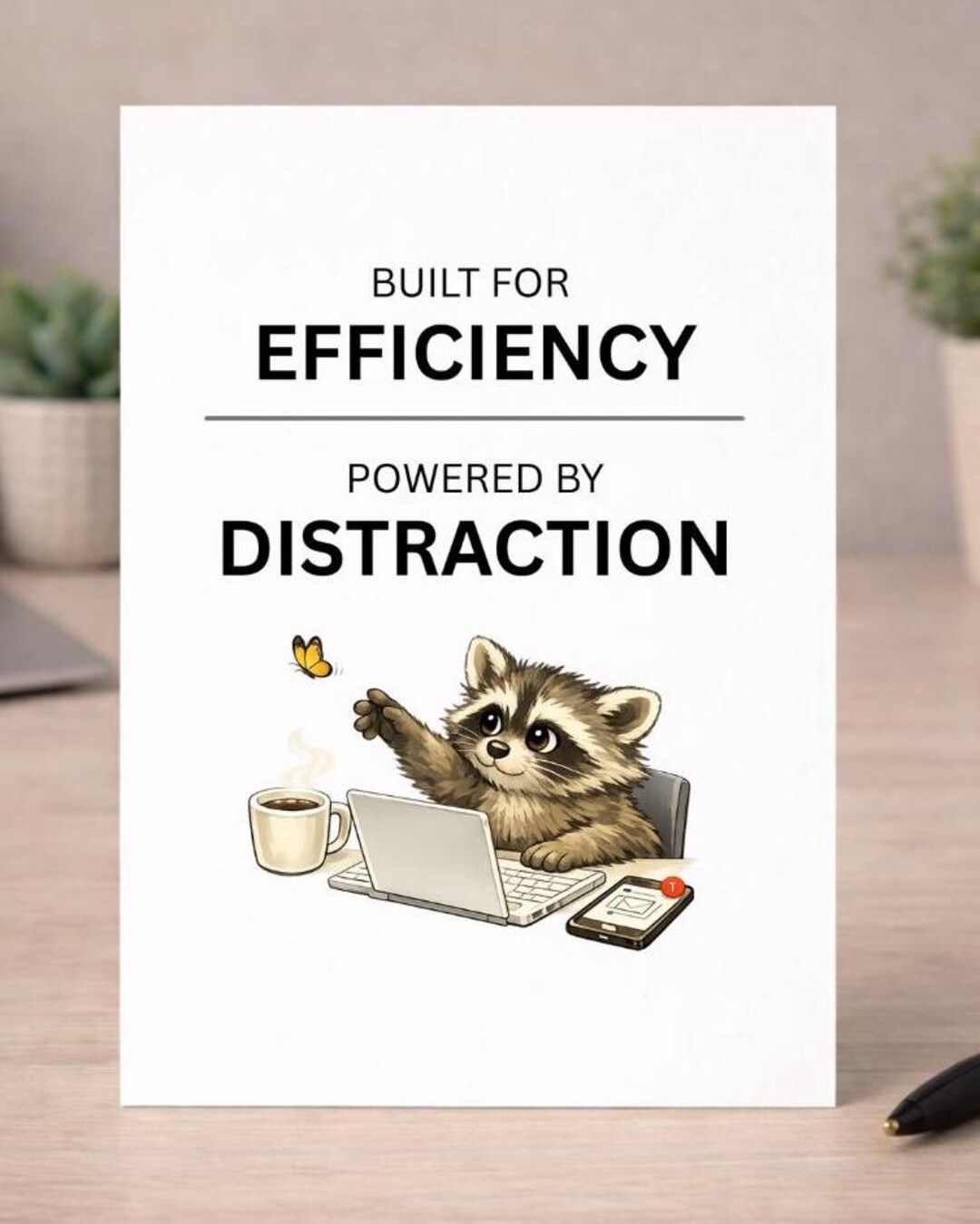 Funny ADHD Distraction Humour Card, Printable Instant Download 5x7 & A4 ...