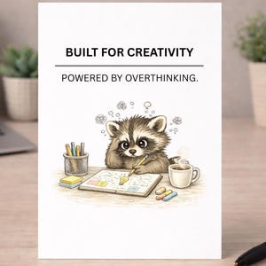 Divertente biglietto d'auguri per ADHD, creatività e tendenza a pensare troppo, regalo umoristico per neurodivergenti e disfunzioni esecutive, stampabile e scaricabile immediatamente in formato 5x7 A4