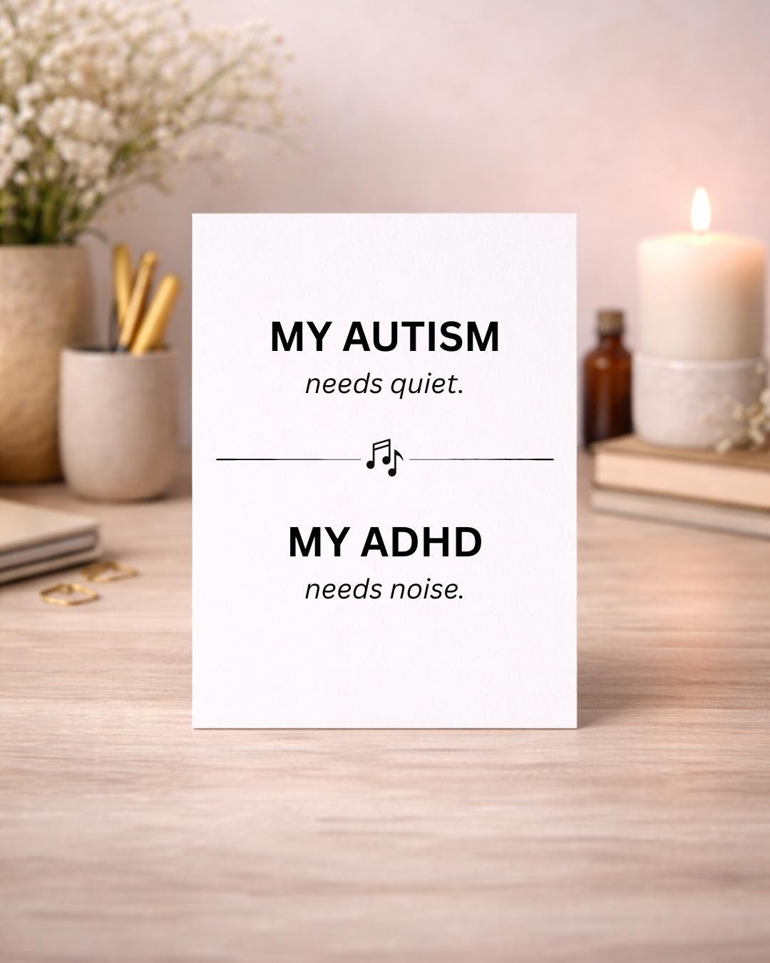 ADHD Autism Sensory Humour Greeting Card Printable, Quiet Vs Noise ...