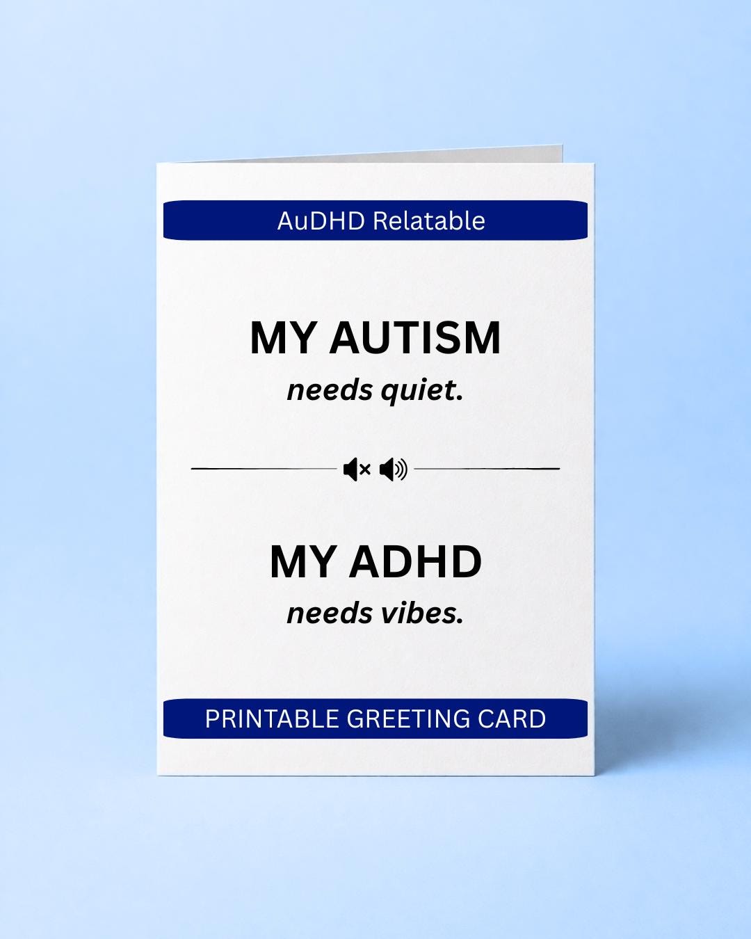 Autism ADHD Card Printable, Neurodivergent Humor Card, Funny Mental ...