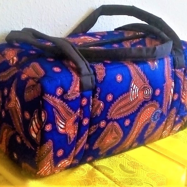 Sac de voyage matelassé en tissu Wax véritable !