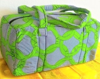 Sac de voyage matelassé en tissu Wax véritable !