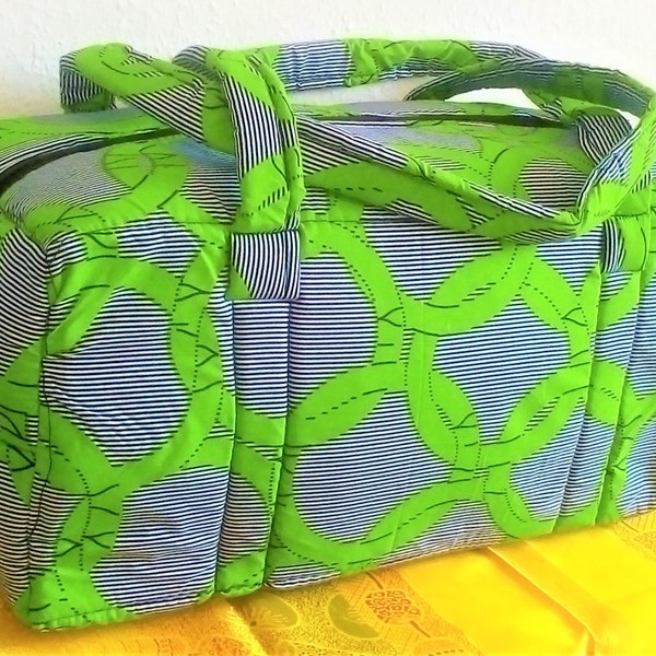 Sac de voyage matelassé en tissu Wax véritable !