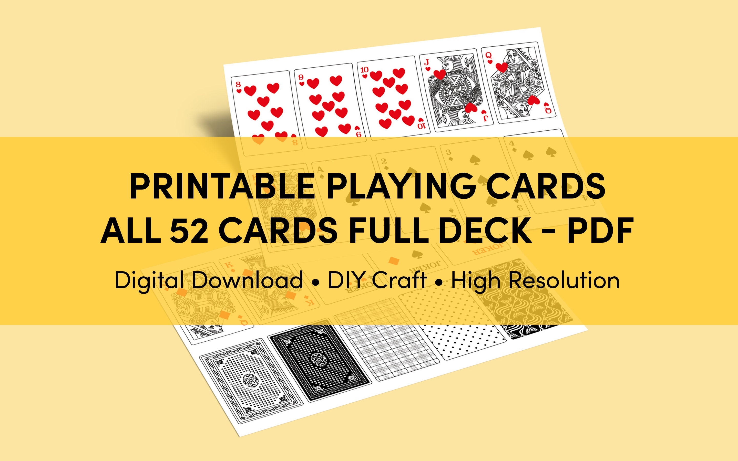 Printable Deck of Cards PDF  Printable playing cards, Deck of cards,  Printable cards