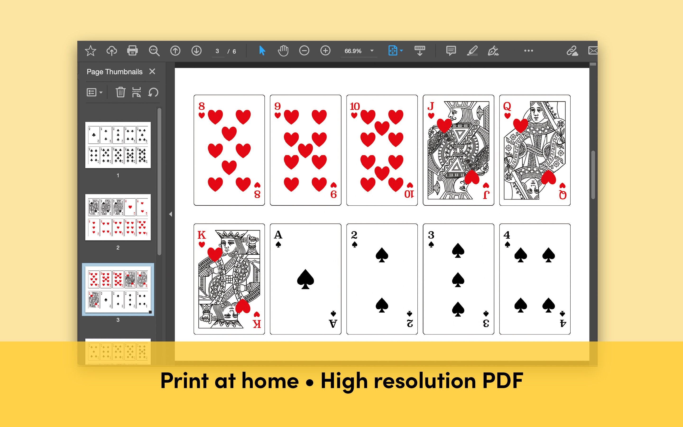 All 52 Playing Cards Full Deck | Printable | Instant Digital Download ...