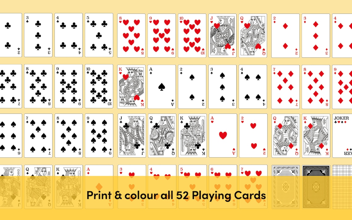 All 52 Playing Cards Full Deck | Printable | Instant Digital Download ...