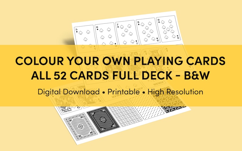 Printable Colouring Playing Cards | Instant Digital Download | PDF ...