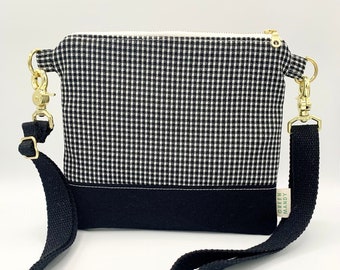 Checkered Crossbody Bag, Sustainable Cross Body, Upcycled Fabric Handbag, Christmas Gift