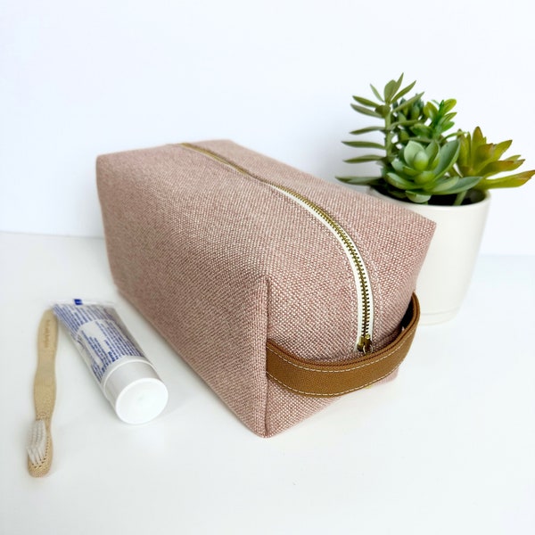 Pink Toiletry Bag, Sustainable Travel Pouch, Upcycled Makeup Organizer, Christmas Gift