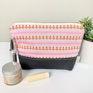 Pink Makeup Bag, Sustainable Travel Pouch, Upcycled Cosmetic Organizer, Christmas Gift