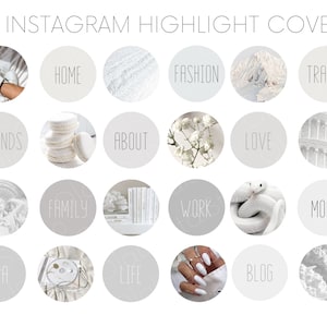 36 White Vibe Instagram Highlight Covers | Aesthetic IG Highlights | Instagram Story Higlight Icons | Instagram Highlight Icon Story Covers