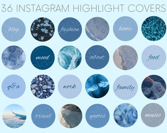 Blue Instagram Highlight Covers | Aesthetic IG Icons (Digital Download)