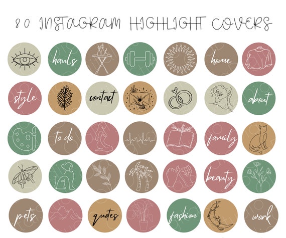 80 Line Art Instagram Highlight Covers Aesthetic IG - Etsy