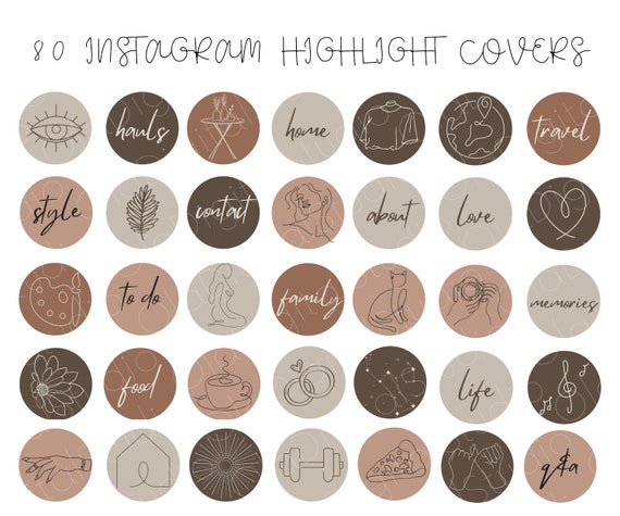 80 Line Art Instagram Highlight Covers Aesthetic IG | Etsy