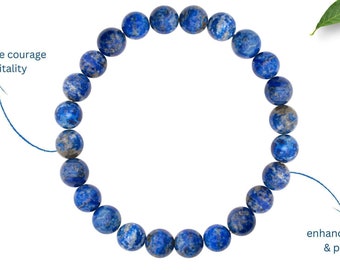 Lapis Lazuli Gemstone Beads Bracelet Stretch Fit Handmade With Gift Bag Gemstone Bracelet 8MM