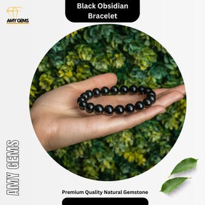 Black Obsidian Gemstone Bracelet | Volcanic Protection & Grounding Crystal | Root Chakra Healing Jewelry | Natural Lava Glass unisex Gift